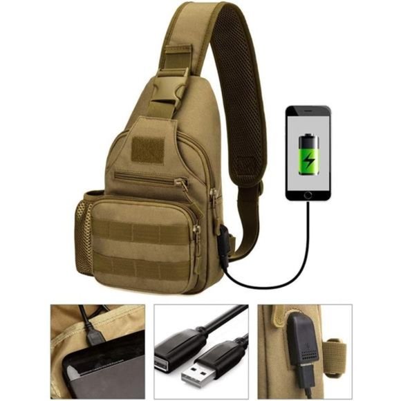 HUNTVP Small Tactical Sling Chest Pack Bag Molle Daypack Backpack Military Cross - Picture 6 of 8